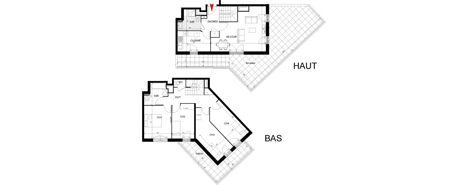 Duplex T5 de 95,66 m2 &agrave; Montfermeil Centre