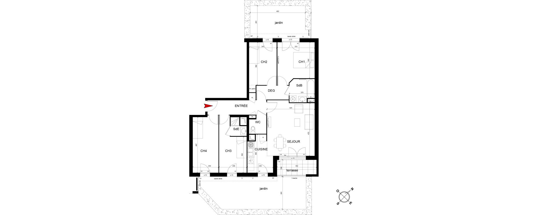 Appartement T5 de 88,96 m2 &agrave; Montfermeil Centre