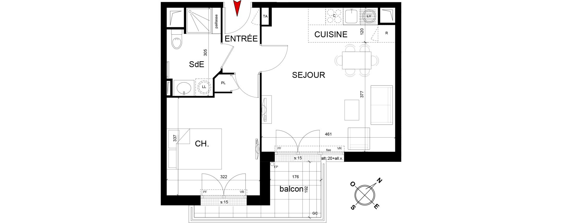 Appartement T2 de 42,19 m2 &agrave; Montfermeil Centre