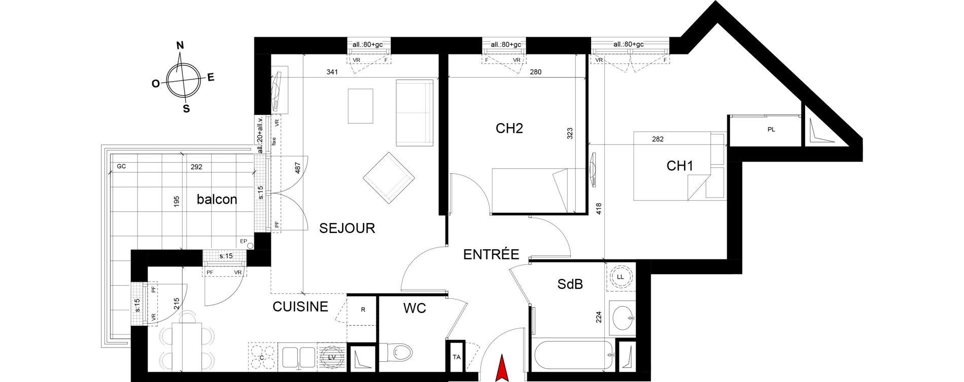 Appartement T3 de 61,39 m2 &agrave; Montfermeil Centre