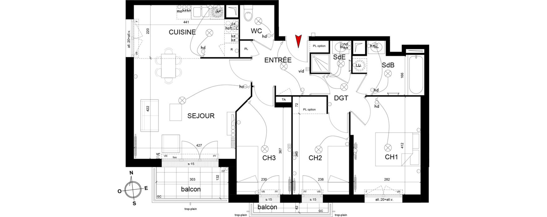 Appartement T4 de 76,47 m2 &agrave; Montfermeil Centre