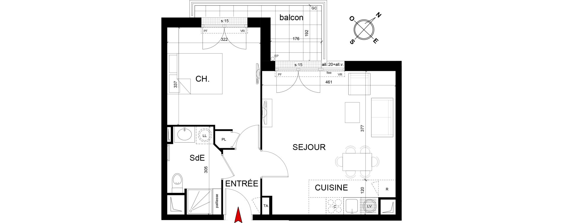 Appartement T2 de 42,19 m2 &agrave; Montfermeil Centre