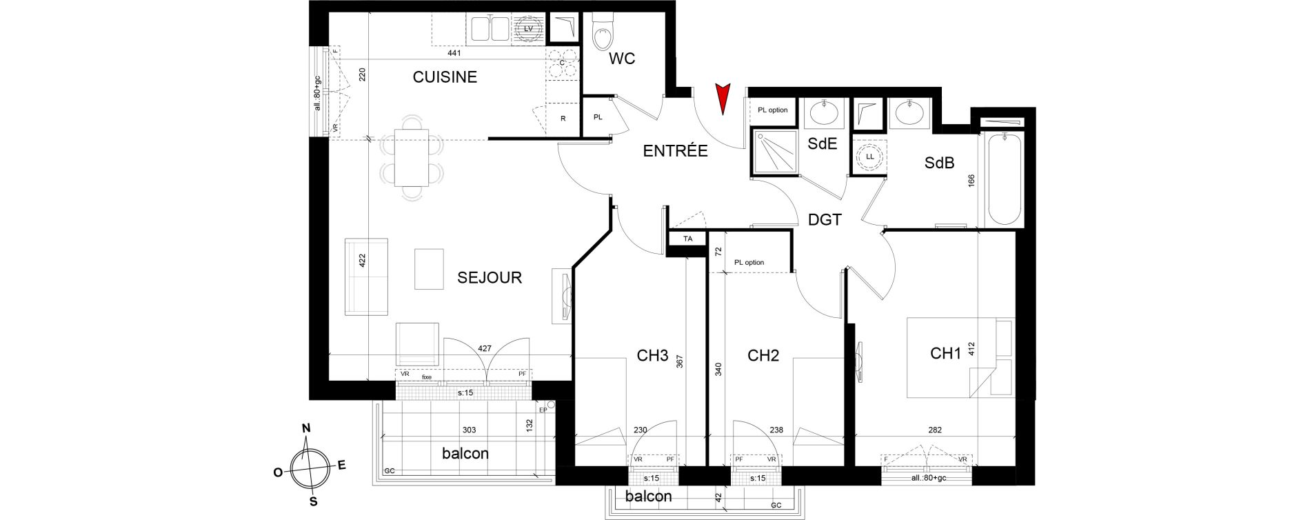 Appartement T4 de 76,47 m2 &agrave; Montfermeil Centre