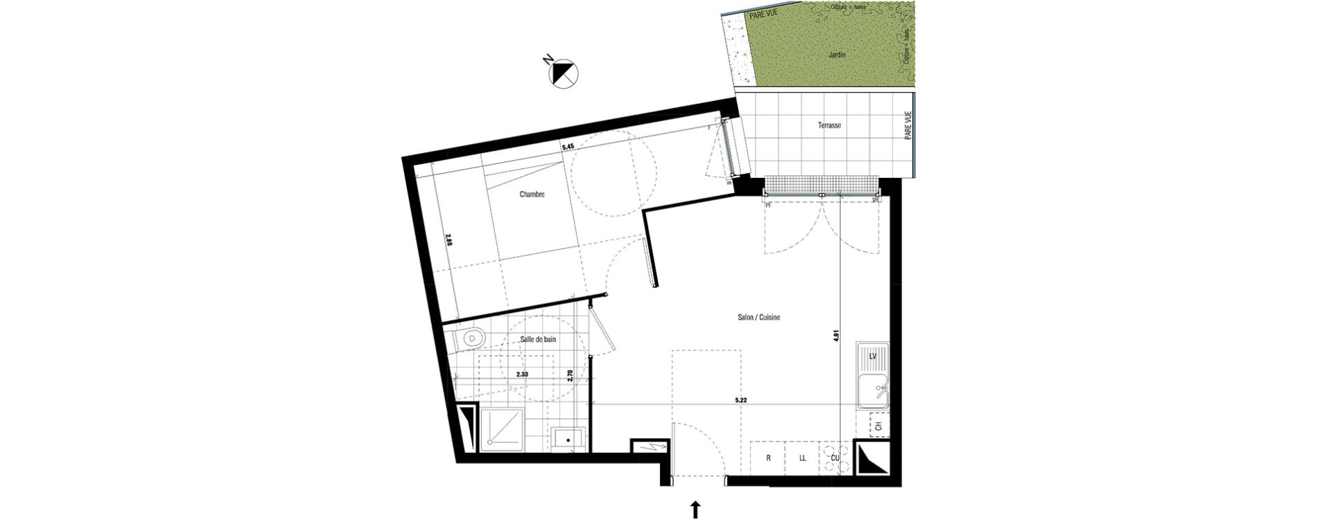Appartement T2 de 41,22 m2 &agrave; Montfermeil Centre