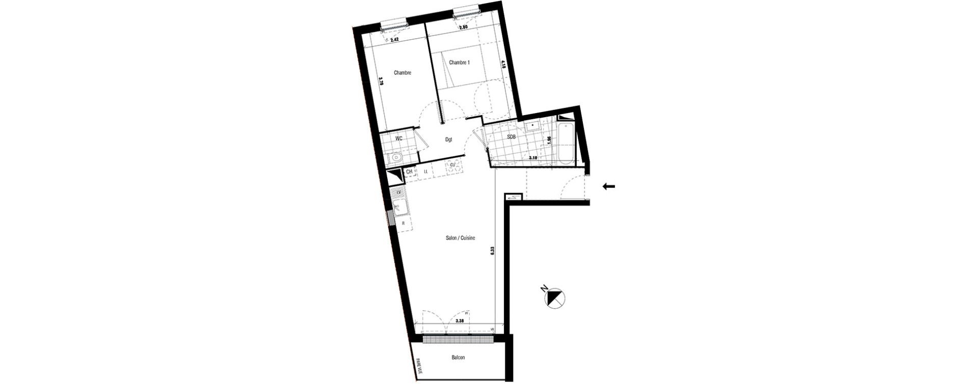 Appartement T3 de 60,57 m2 &agrave; Montfermeil Centre
