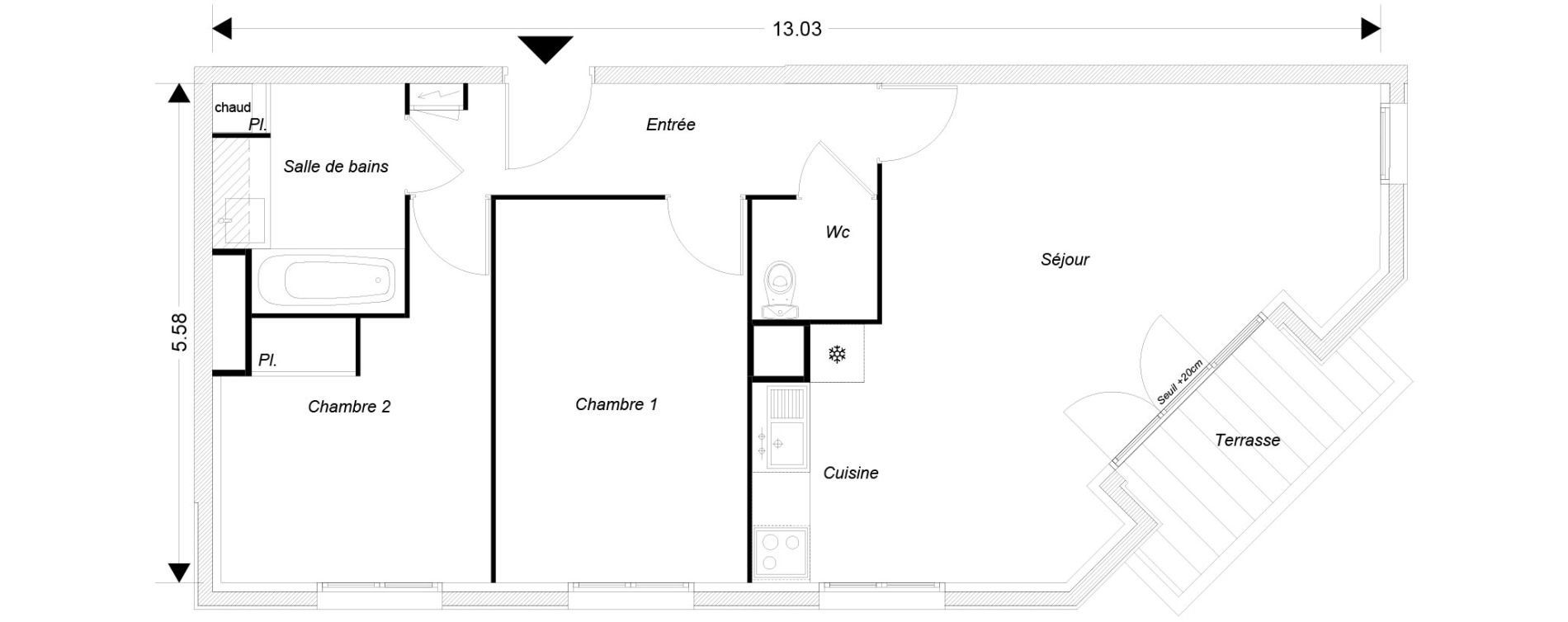 Appartement T3 de 61,98 m2 &agrave; Montfermeil Centre