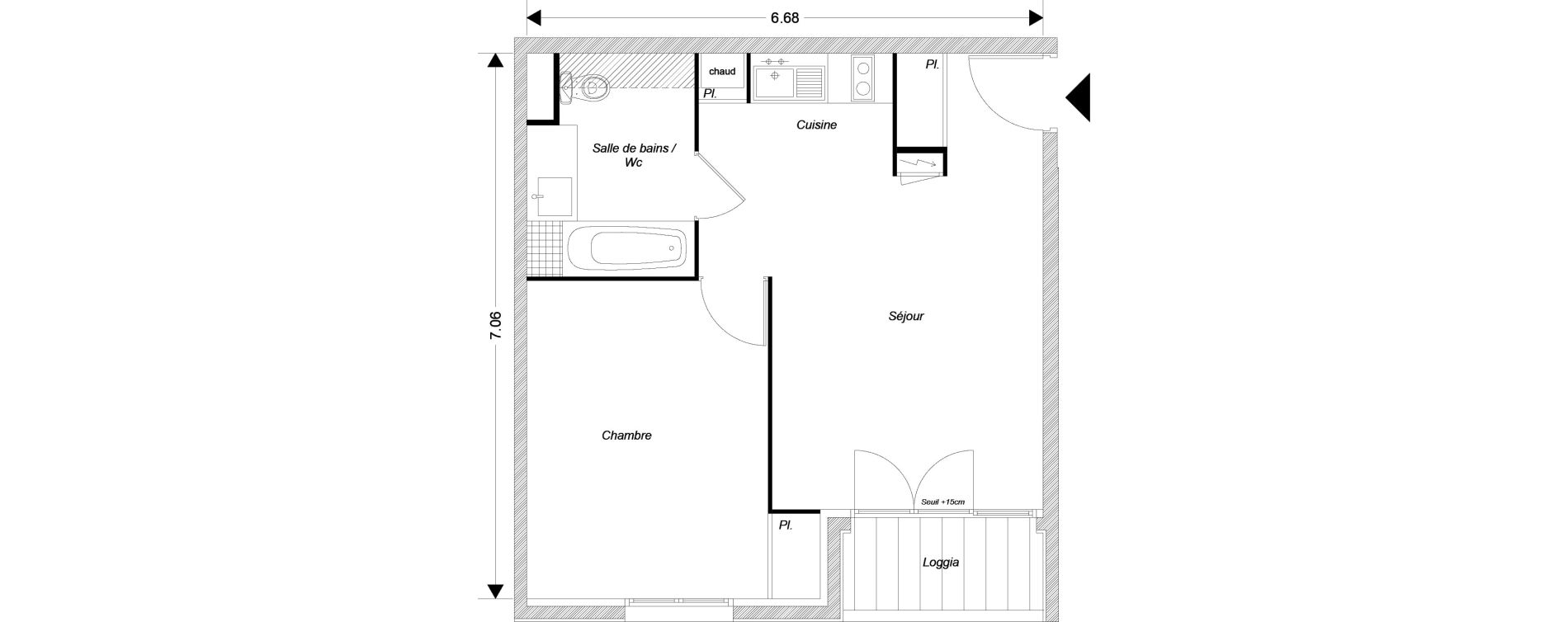 Appartement T2 de 42,53 m2 &agrave; Montfermeil Centre