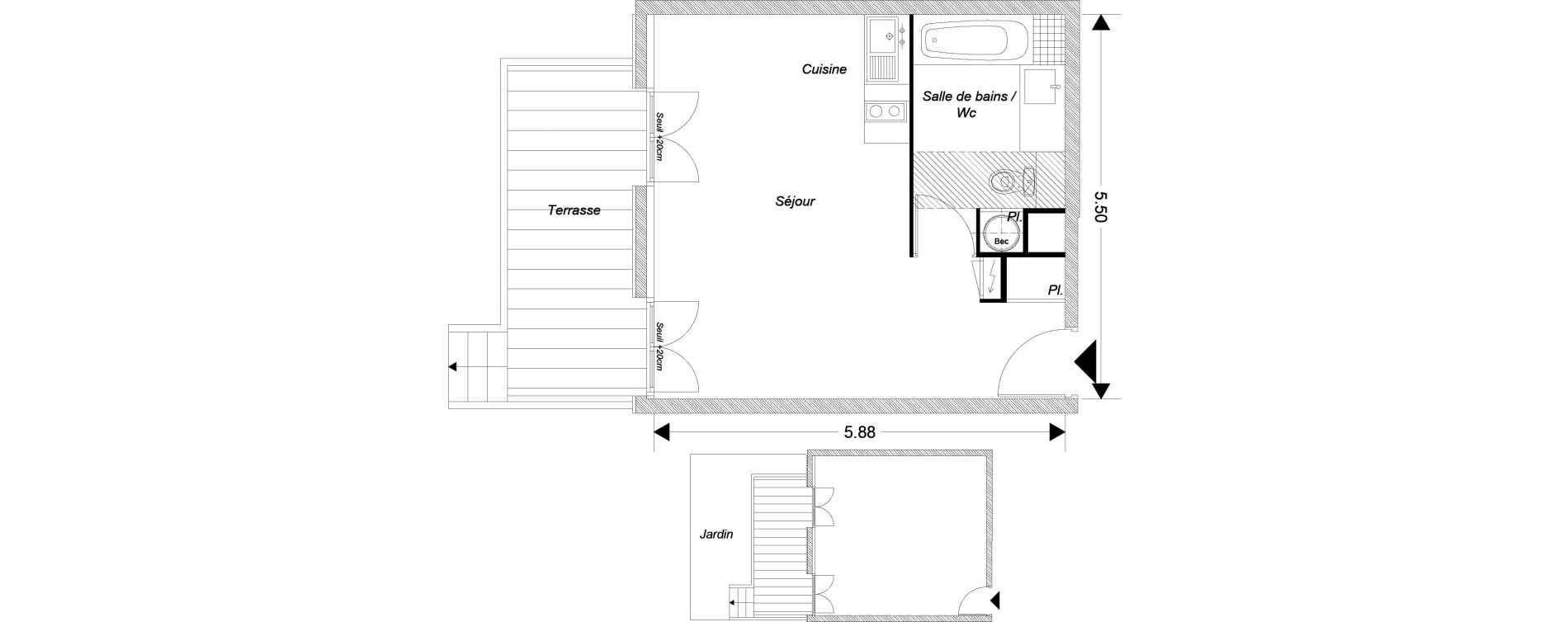 Appartement T1 bis de 31,32 m2 &agrave; Montfermeil Centre