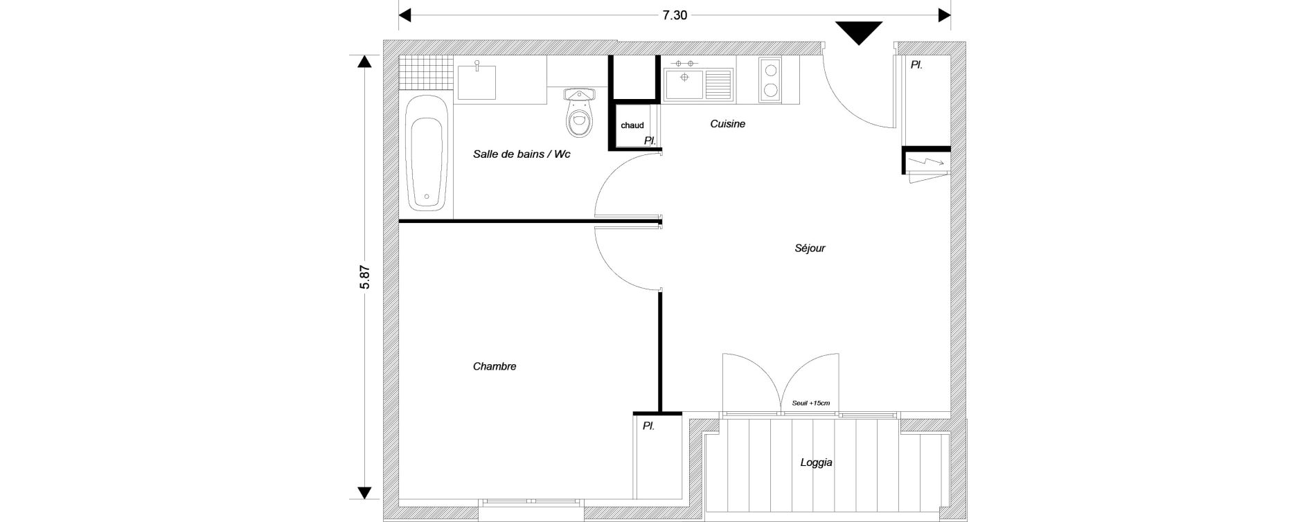 Appartement T2 de 37,62 m2 &agrave; Montfermeil Centre