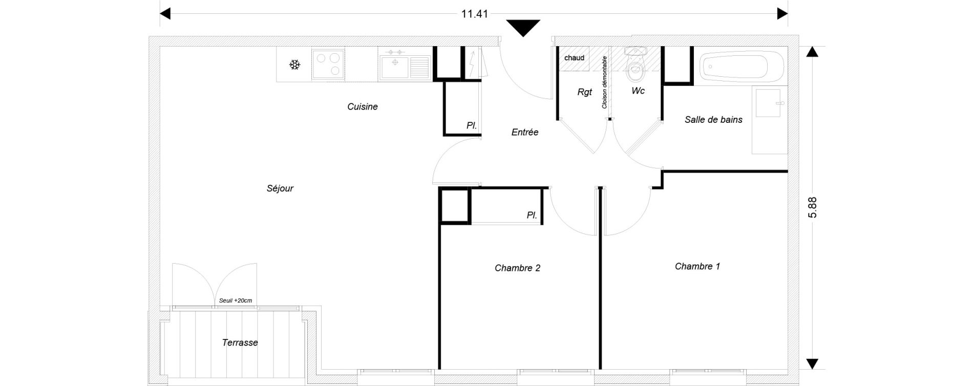 Appartement T3 de 61,16 m2 &agrave; Montfermeil Centre