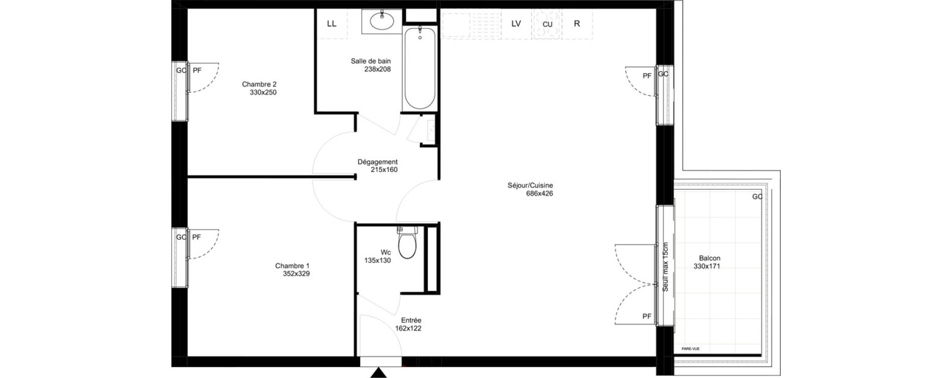 Appartement T3 de 61,68 m2 &agrave; Montfermeil Vaucanson