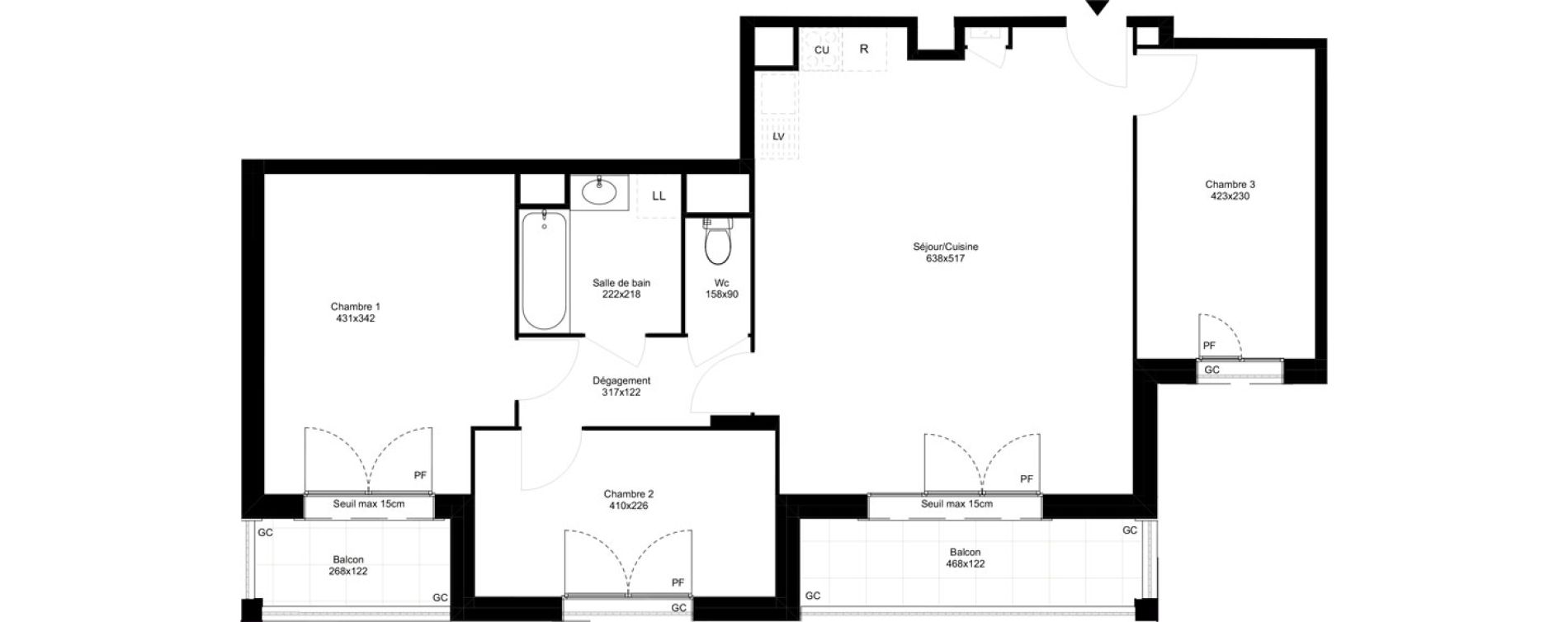 Appartement T4 de 75,15 m2 &agrave; Montfermeil Vaucanson