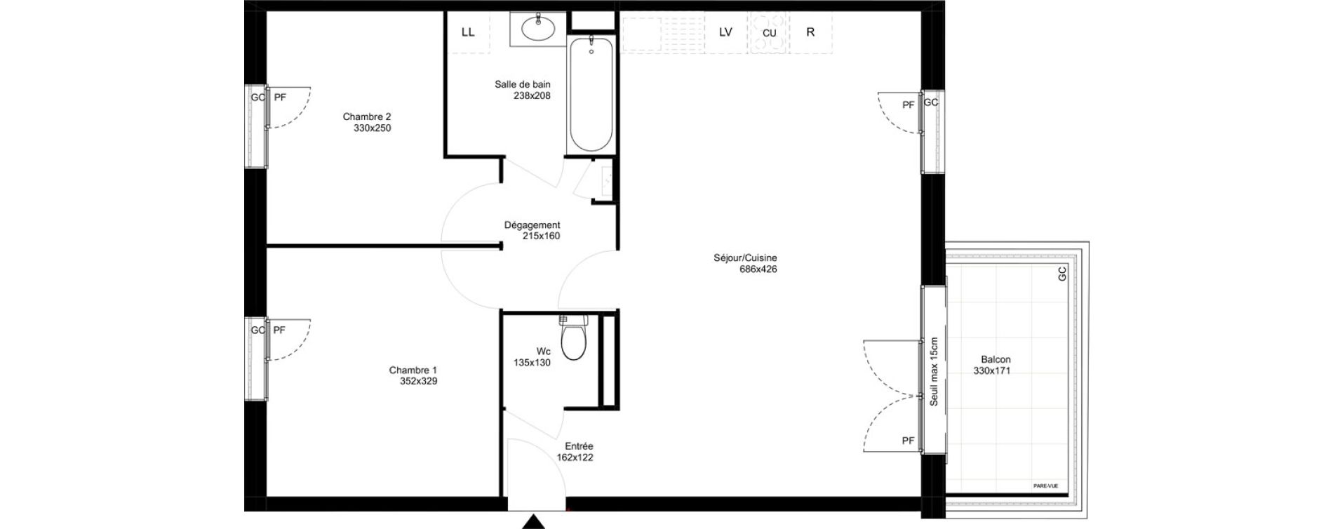 Appartement T3 de 61,68 m2 &agrave; Montfermeil Vaucanson