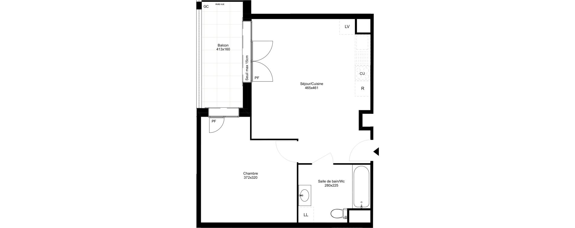 Appartement T2 de 42,86 m2 &agrave; Montfermeil Vaucanson