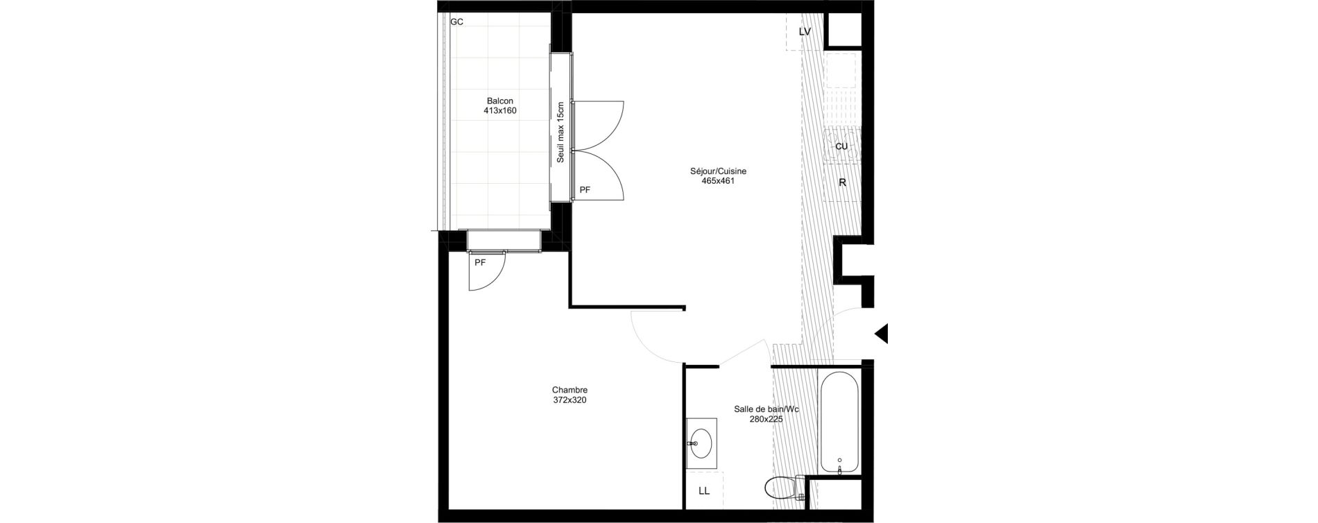 Appartement T2 de 42,86 m2 &agrave; Montfermeil Vaucanson