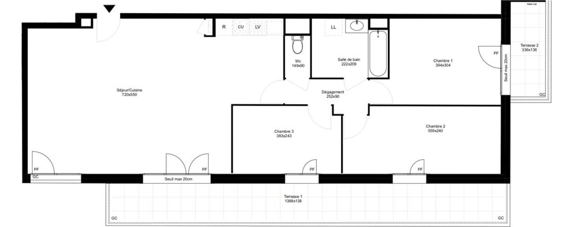 Appartement T4 de 88,16 m2 &agrave; Montfermeil Vaucanson