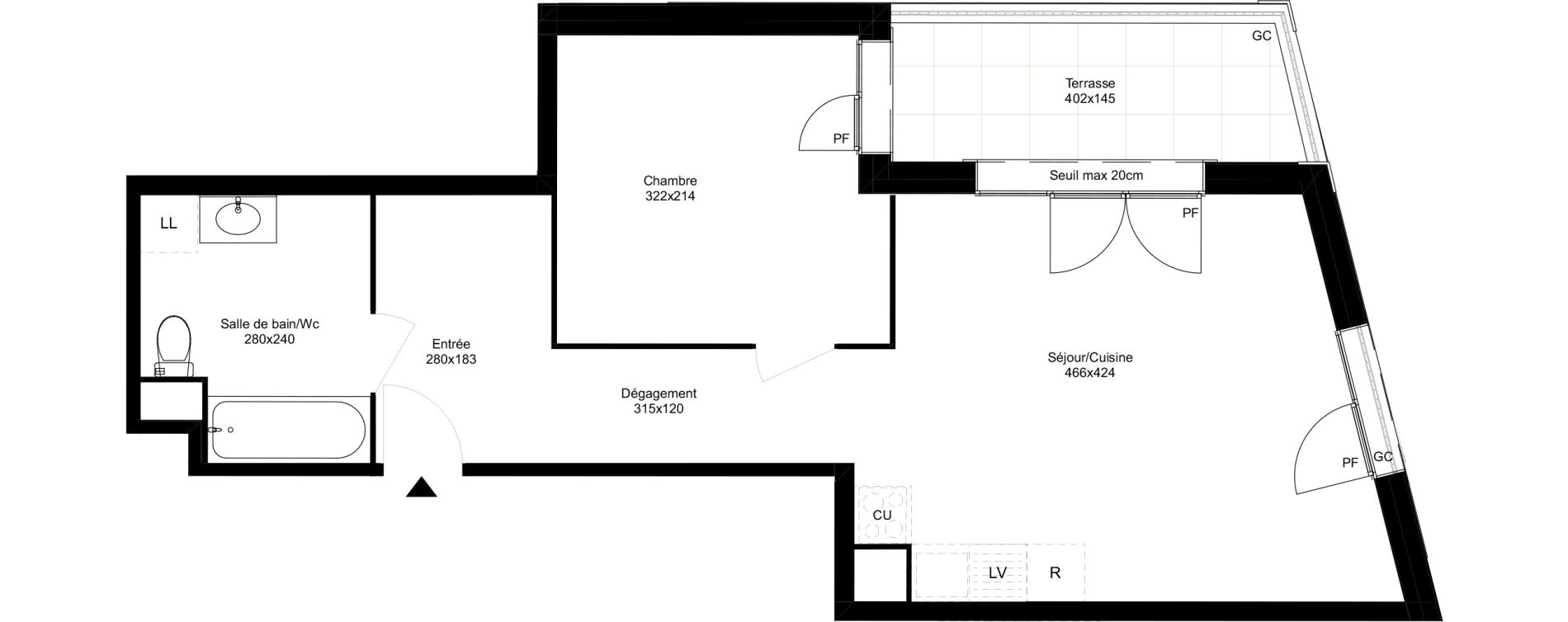 Appartement T2 de 40,37 m2 &agrave; Montfermeil Vaucanson