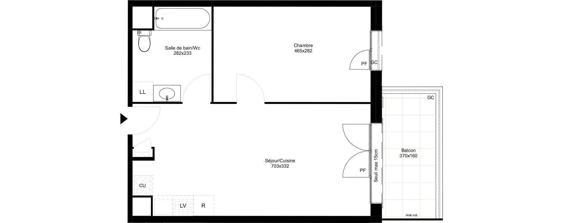 Appartement T2 de 42,08 m2 &agrave; Montfermeil Vaucanson