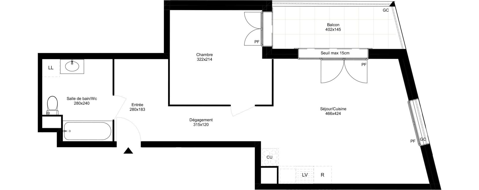 Appartement T2 de 46,45 m2 &agrave; Montfermeil Vaucanson