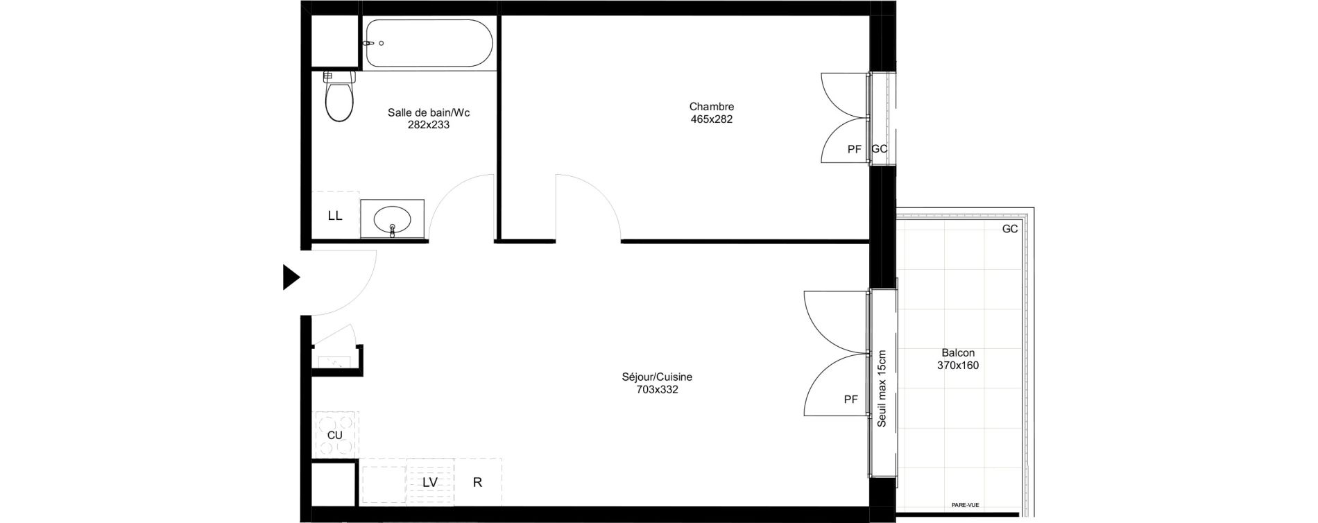 Appartement T2 de 42,08 m2 &agrave; Montfermeil Vaucanson