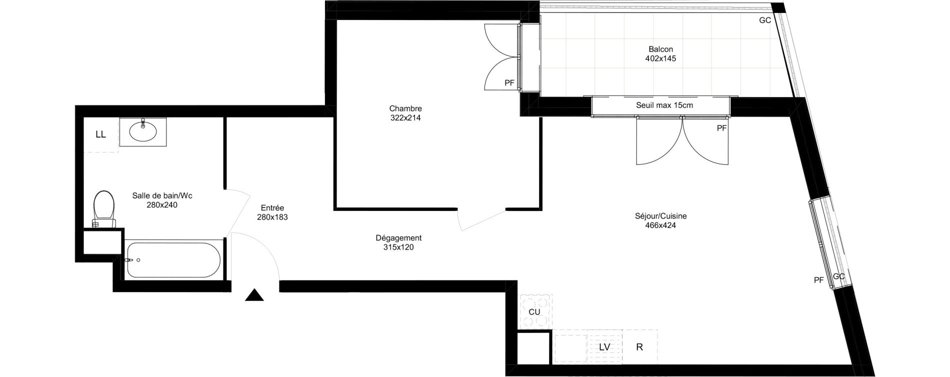 Appartement T2 de 46,45 m2 &agrave; Montfermeil Vaucanson