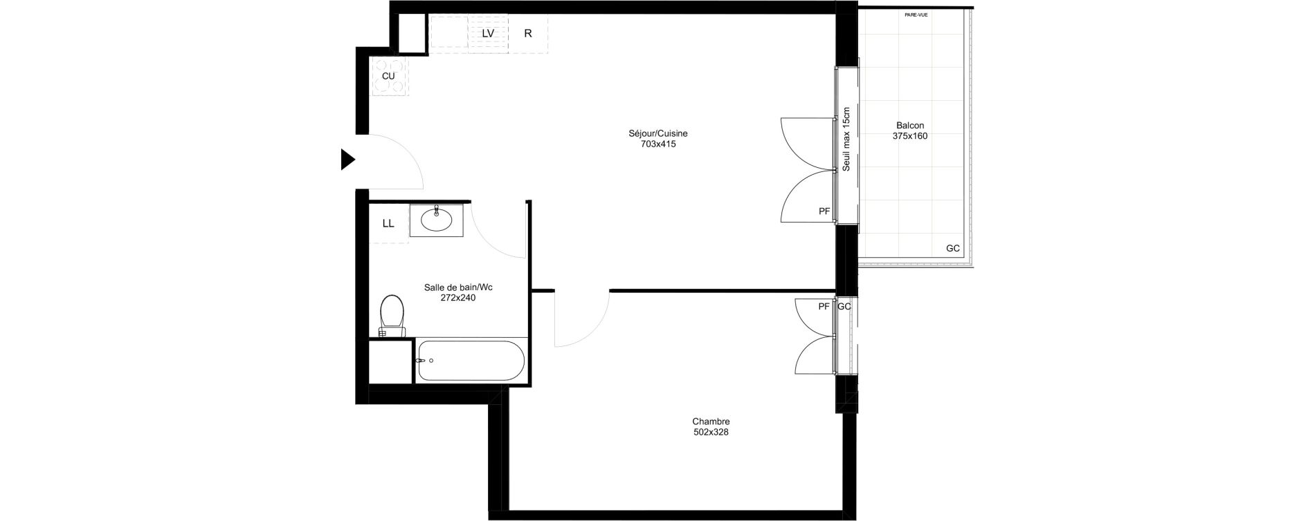 Appartement T2 de 47,27 m2 &agrave; Montfermeil Vaucanson