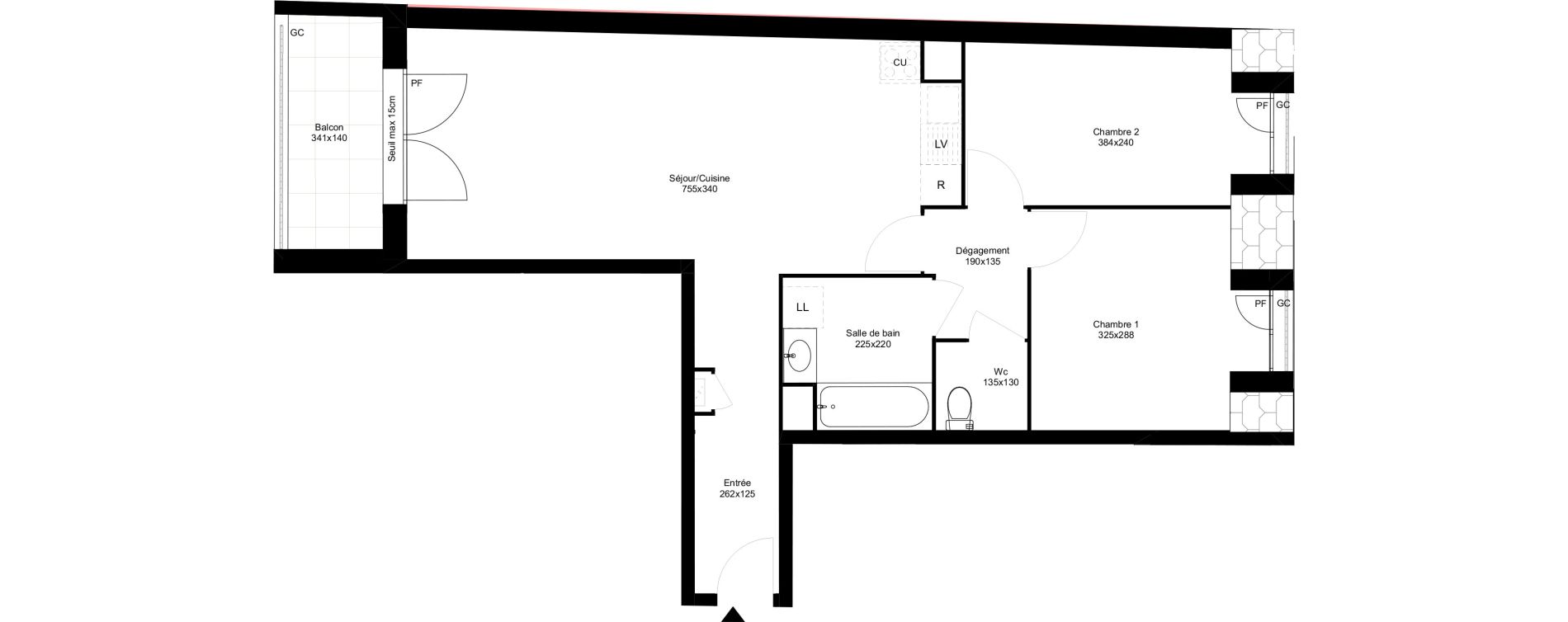 Appartement T3 de 61,45 m2 &agrave; Montfermeil Vaucanson