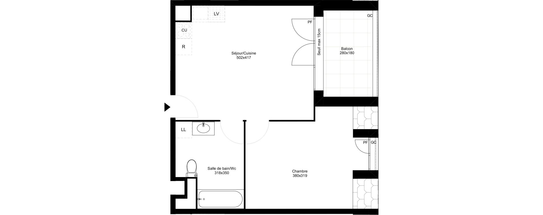 Appartement T2 de 41,47 m2 &agrave; Montfermeil Vaucanson