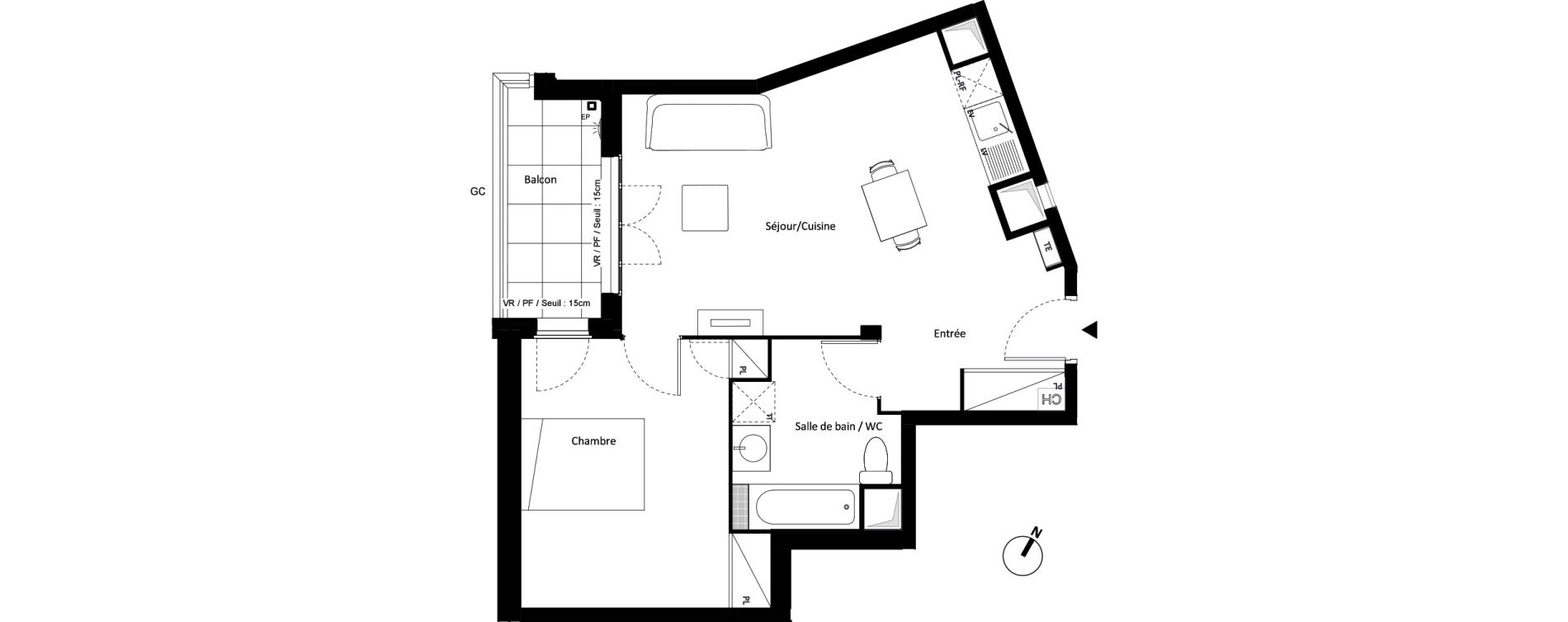 Appartement T2 de 48,89 m2 &agrave; Montfermeil Vaucanson