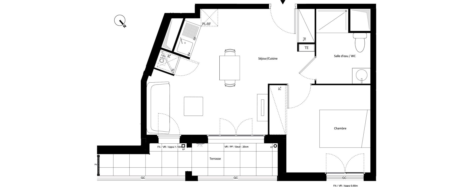 Appartement T2 de 39,67 m2 &agrave; Montfermeil Vaucanson