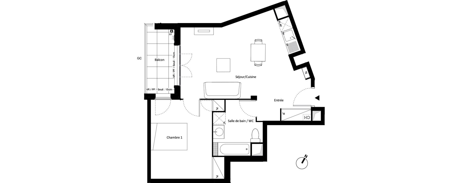 Appartement T2 de 48,93 m2 &agrave; Montfermeil Vaucanson