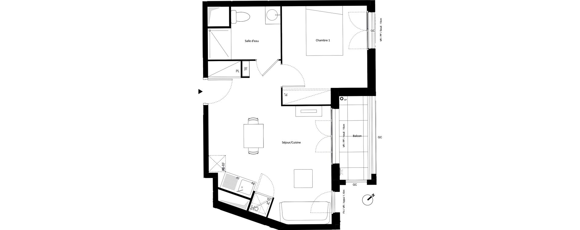 Appartement T2 de 39,66 m2 &agrave; Montfermeil Vaucanson