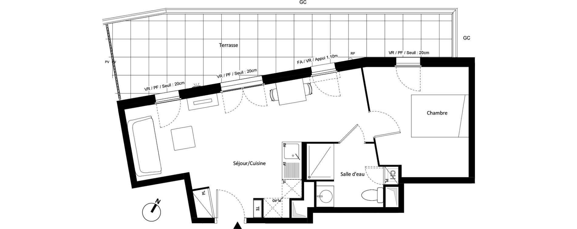 Appartement T2 de 41,74 m2 &agrave; Montfermeil Vaucanson