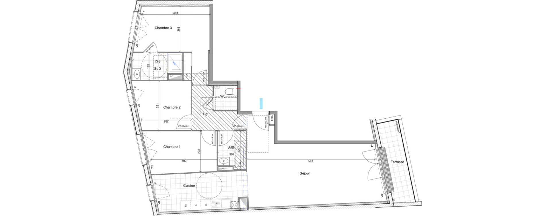Appartement T4 de 91,38 m2 &agrave; Montreuil La noue - clos fran&ccedil;ais - guilands