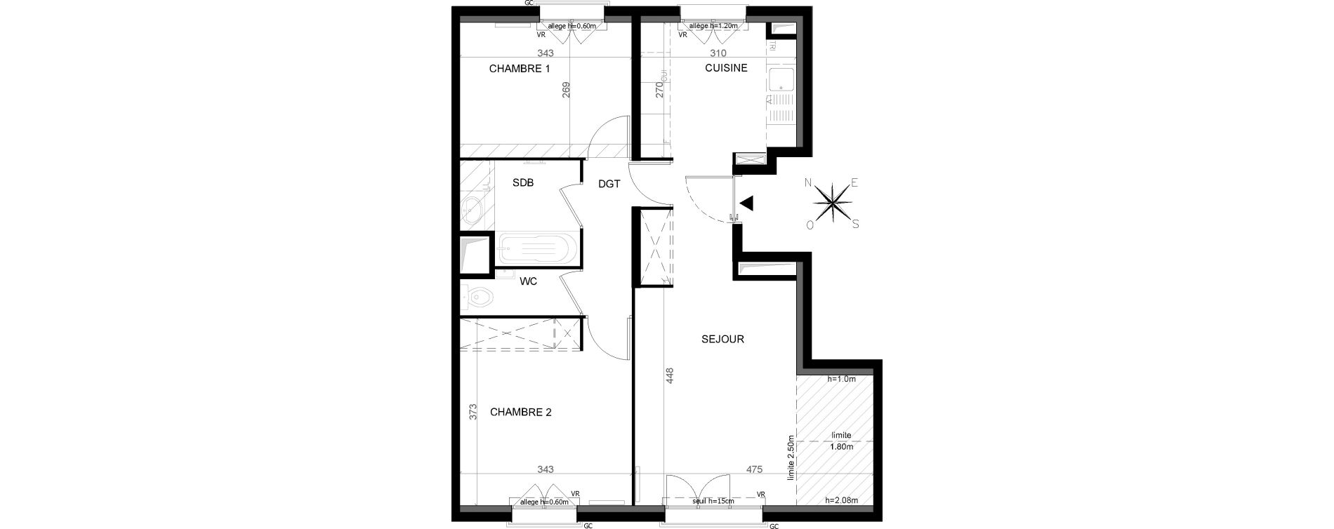 Appartement T3 de 60,46 m2 &agrave; Montreuil Centre