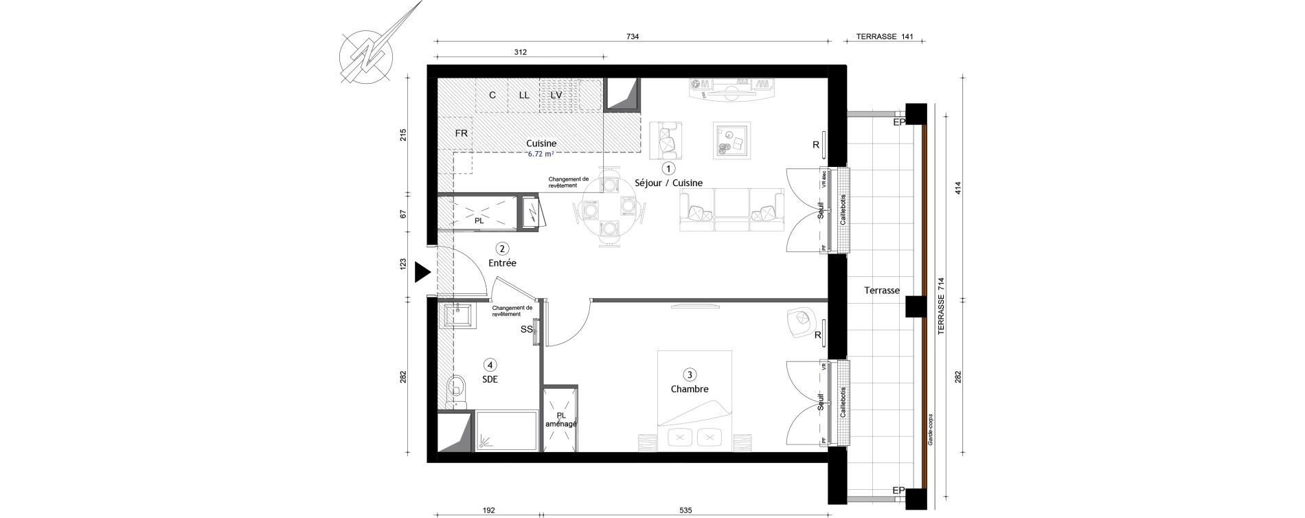 Appartement T2 de 49,50 m2 &agrave; Montreuil Boissi&egrave;re - acacia