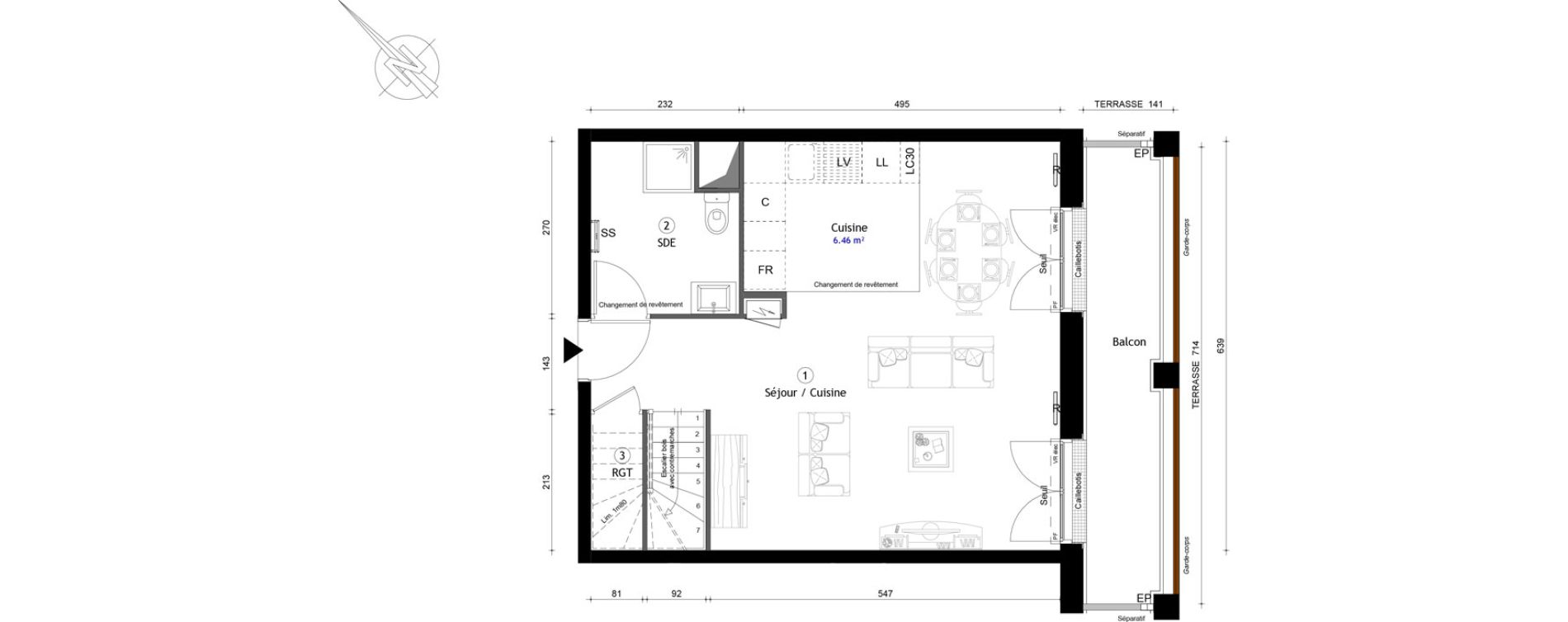 Duplex T3 de 89,20 m2 &agrave; Montreuil Boissi&egrave;re - acacia