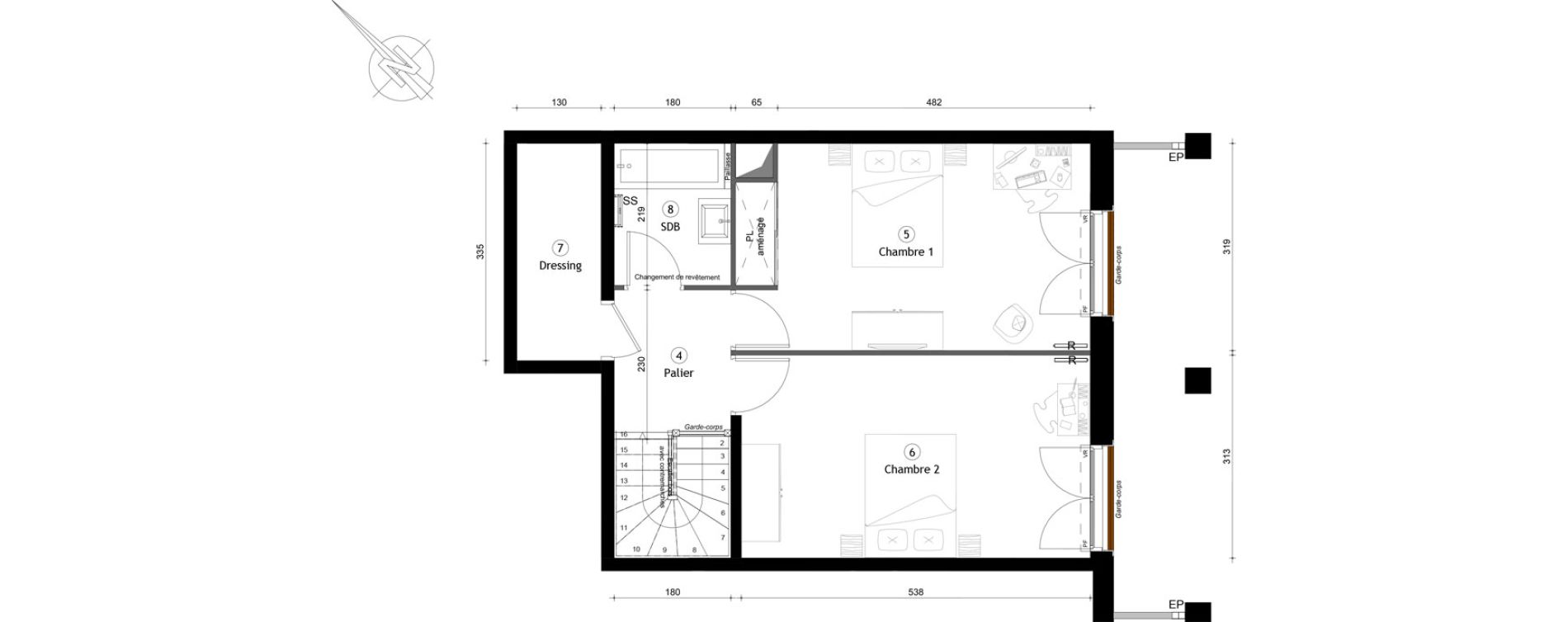Duplex T3 de 89,20 m2 &agrave; Montreuil Boissi&egrave;re - acacia