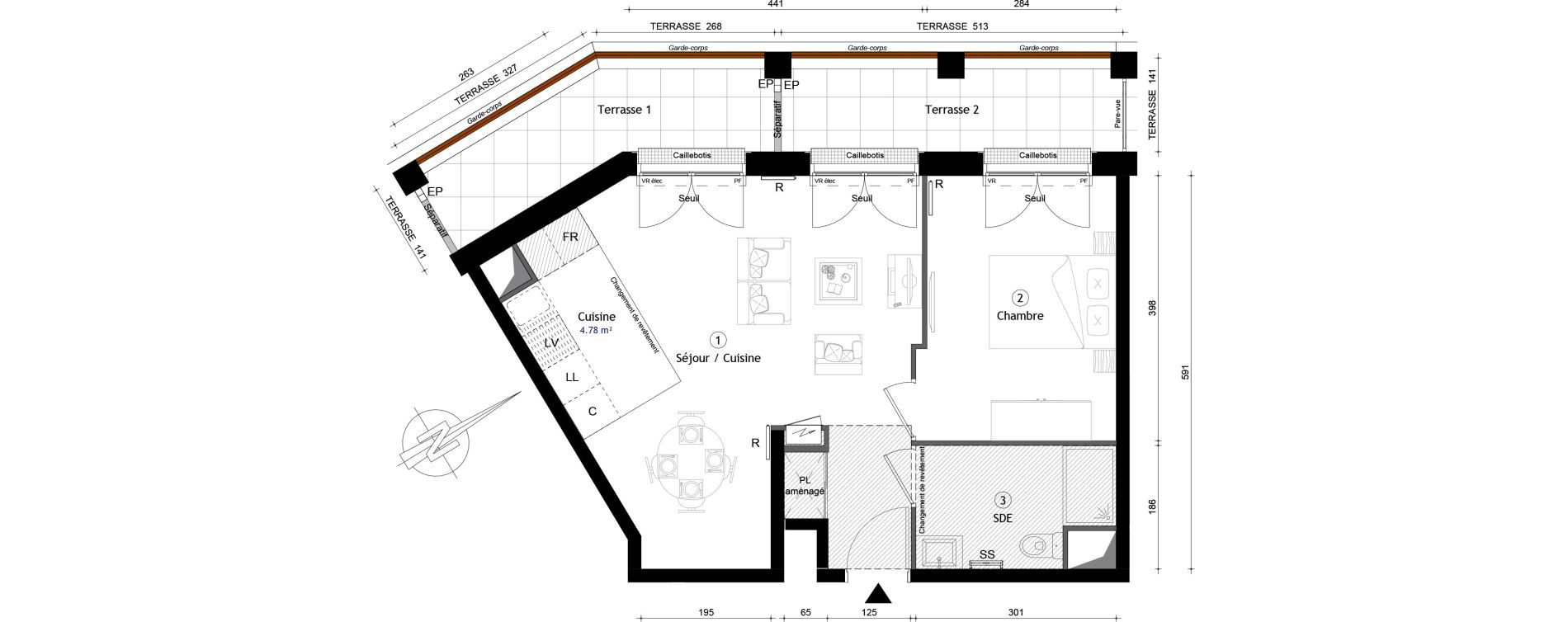 Appartement T2 de 46,20 m2 &agrave; Montreuil Boissi&egrave;re - acacia