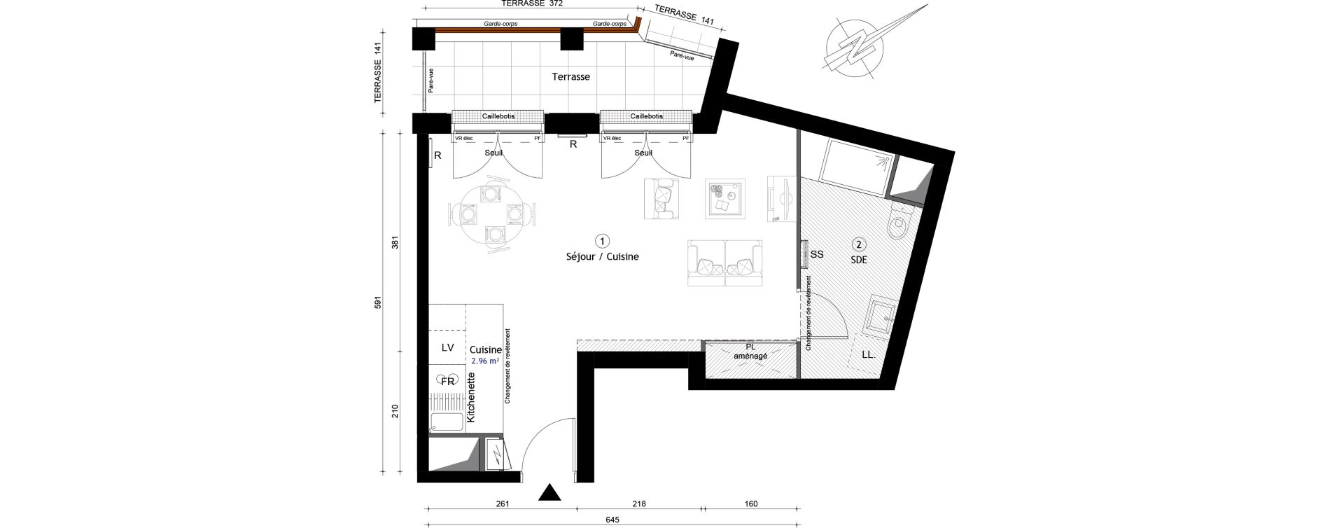 Appartement T1 de 37,50 m2 &agrave; Montreuil Boissi&egrave;re - acacia
