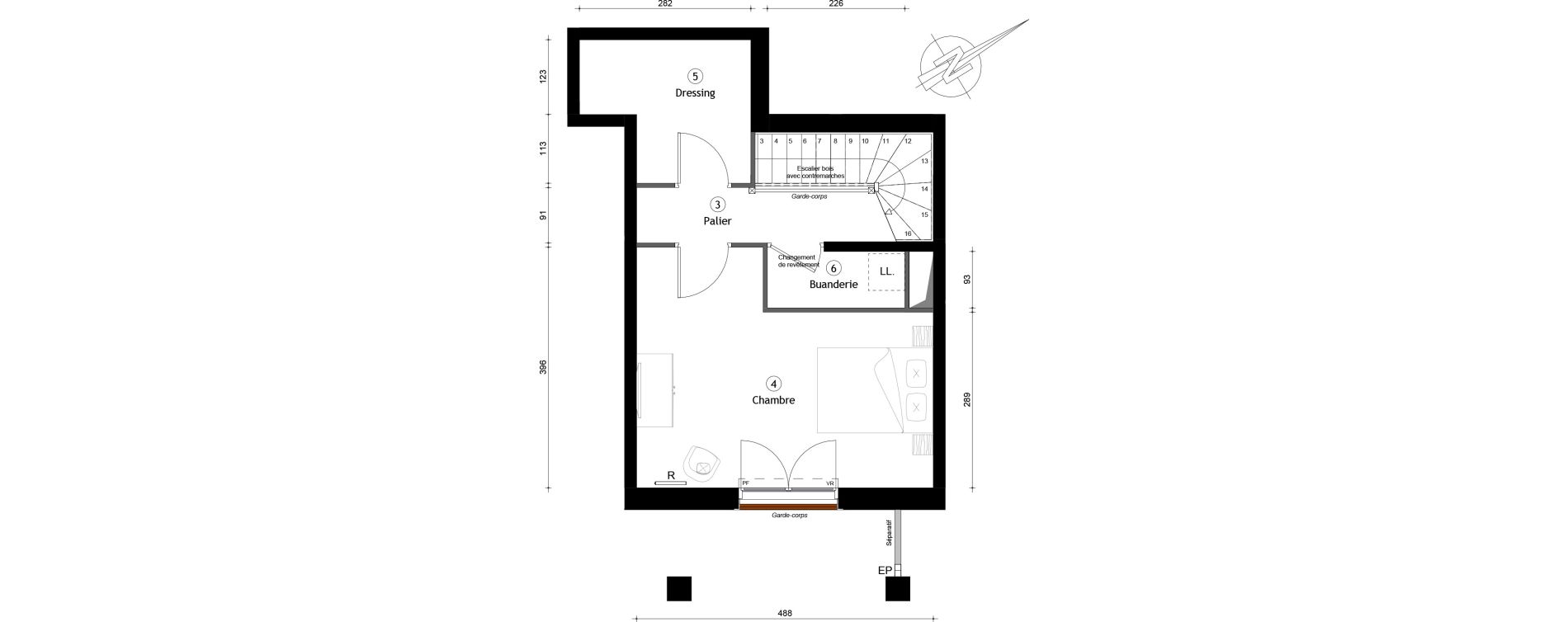 Duplex T2 de 55,80 m2 &agrave; Montreuil Boissi&egrave;re - acacia