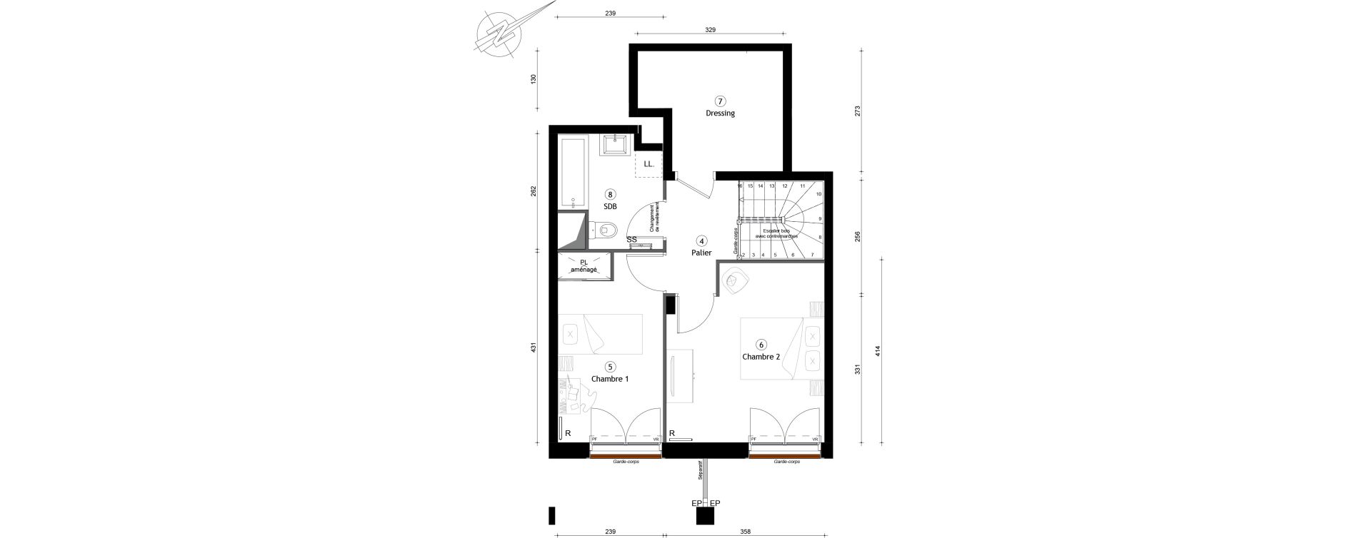 Duplex T3 de 75,30 m2 &agrave; Montreuil Boissi&egrave;re - acacia