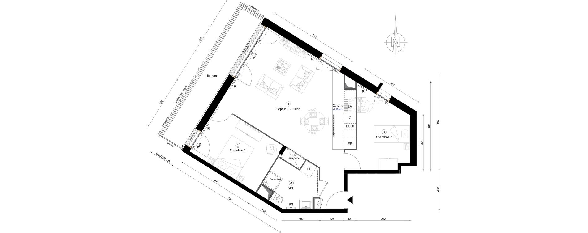 Appartement T3 de 64,90 m2 &agrave; Montreuil Boissi&egrave;re - acacia