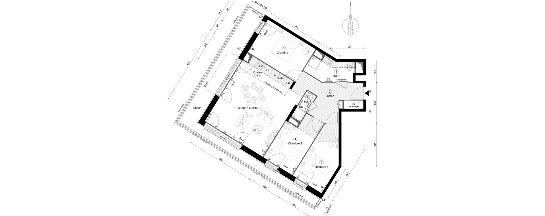 Appartement T4 de 78,50 m2 &agrave; Montreuil Boissi&egrave;re - acacia