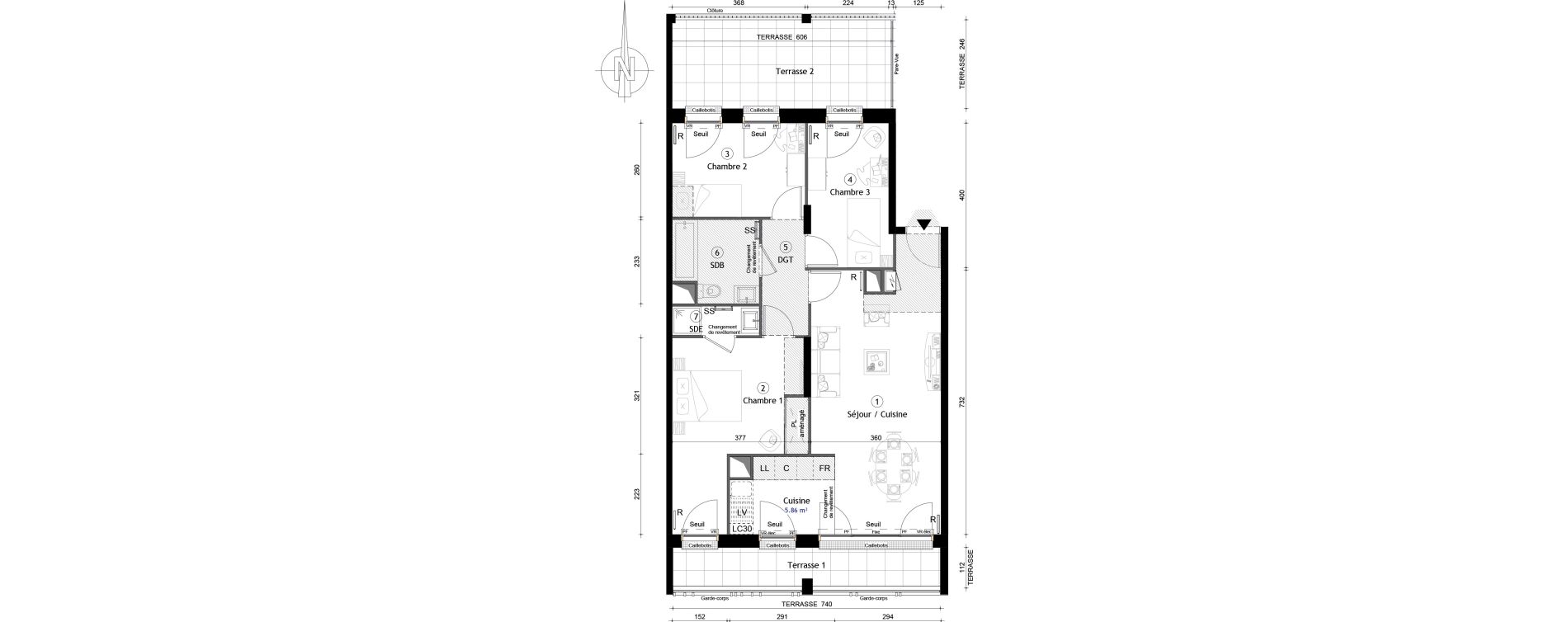 Appartement T4 de 76,50 m2 &agrave; Montreuil Boissi&egrave;re - acacia