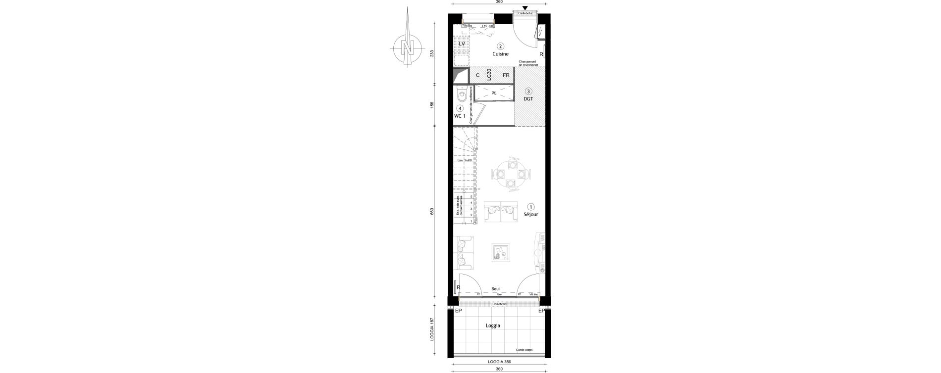 Duplex T3 de 68,60 m2 &agrave; Montreuil Boissi&egrave;re - acacia