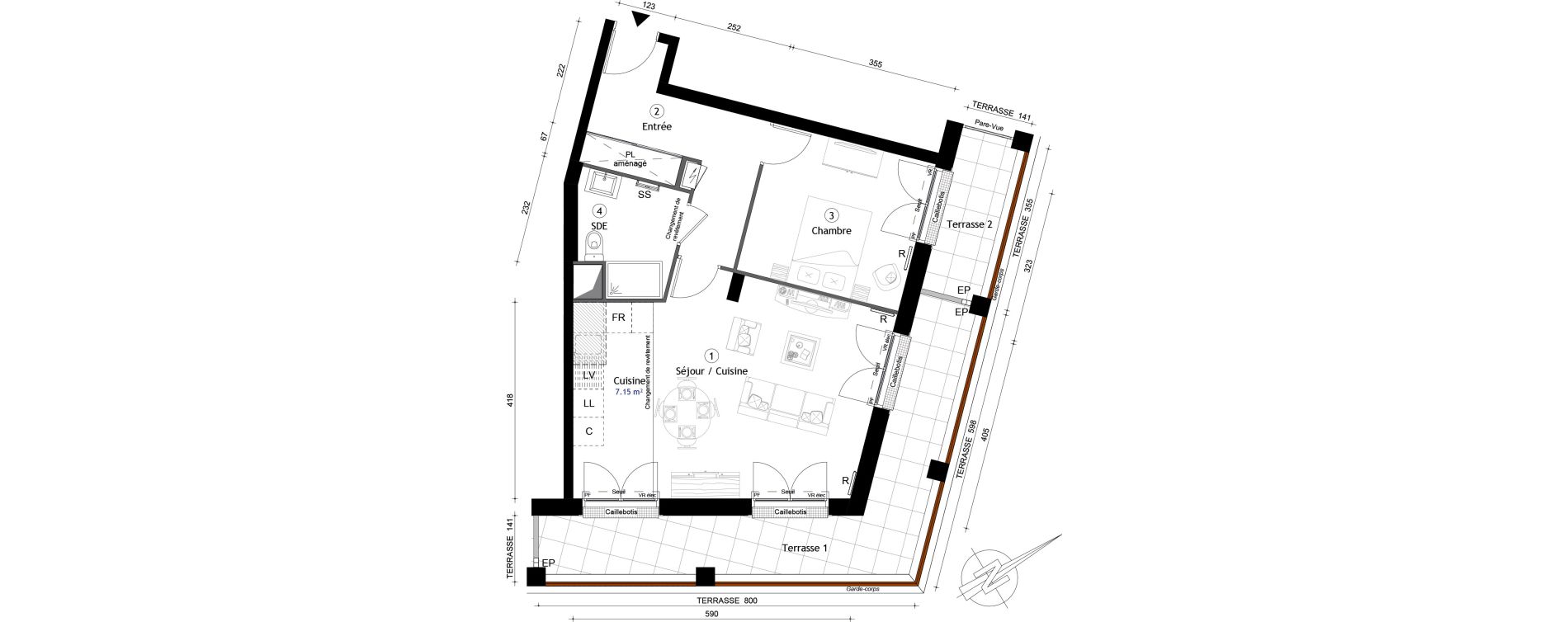 Appartement T2 de 54,40 m2 &agrave; Montreuil Boissi&egrave;re - acacia