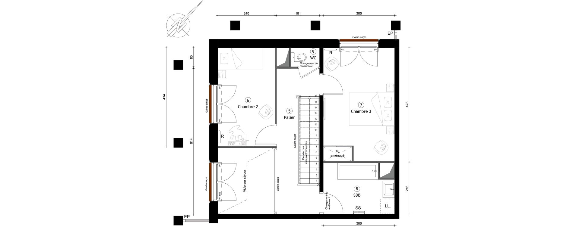 Duplex T4 de 85,20 m2 &agrave; Montreuil Boissi&egrave;re - acacia
