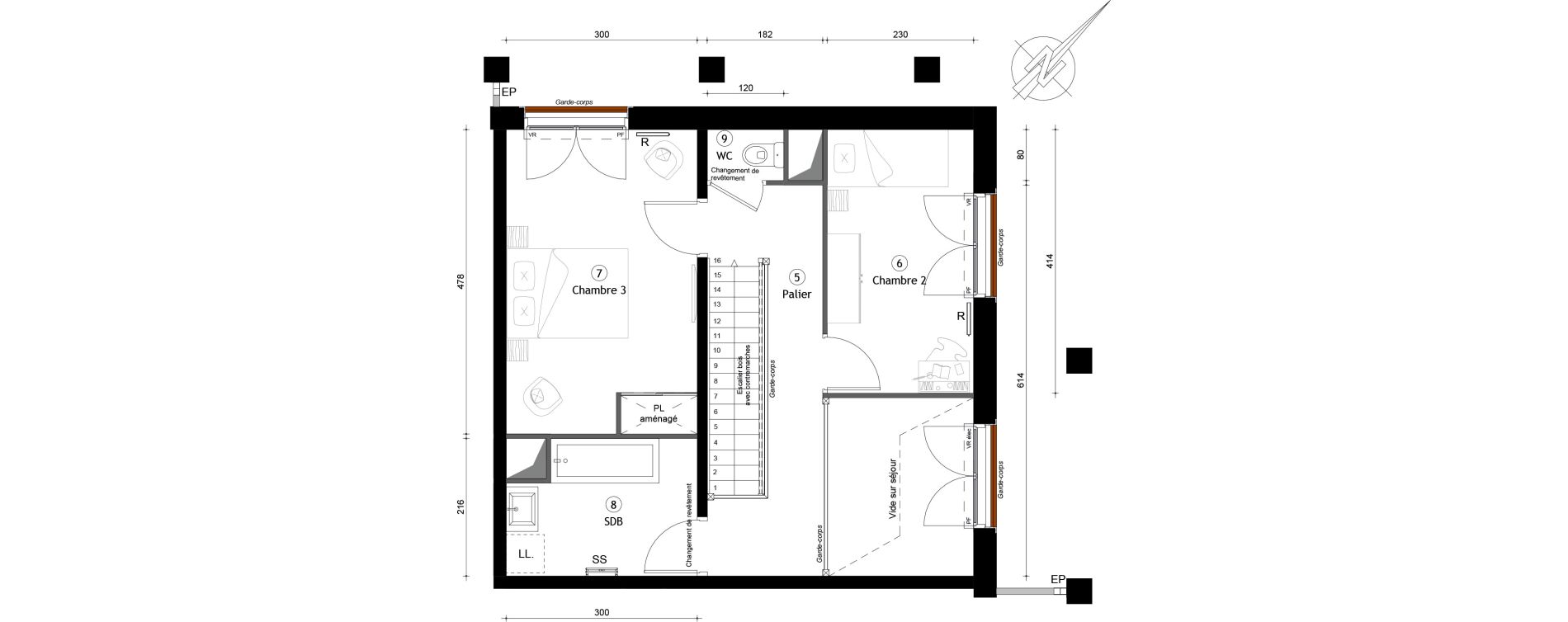 Duplex T4 de 86,10 m2 &agrave; Montreuil Boissi&egrave;re - acacia