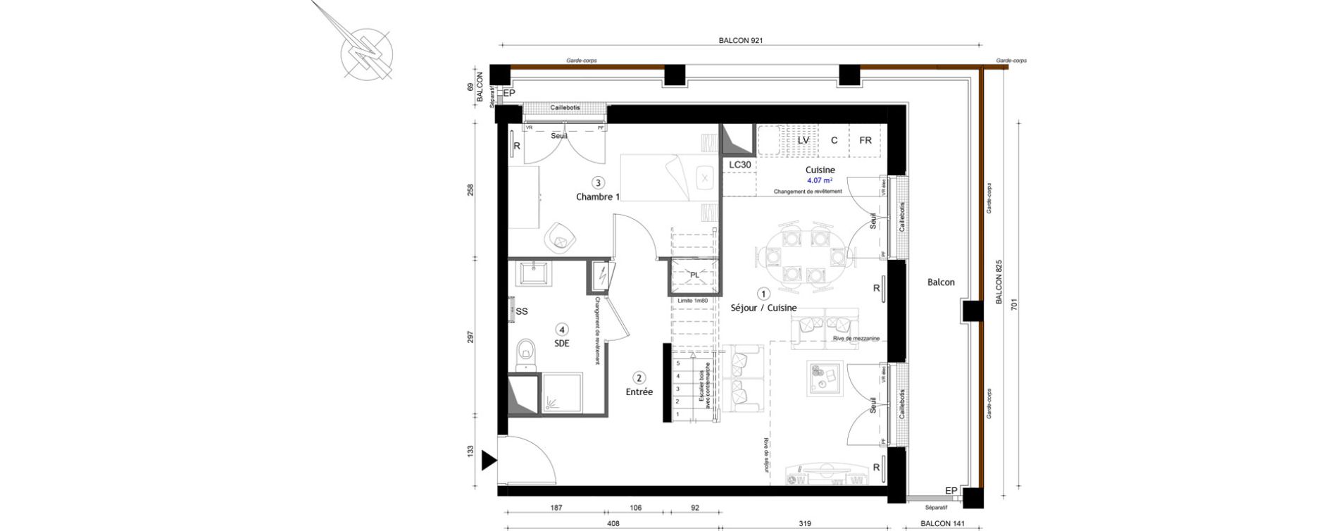 Duplex T4 de 86,20 m2 &agrave; Montreuil Boissi&egrave;re - acacia